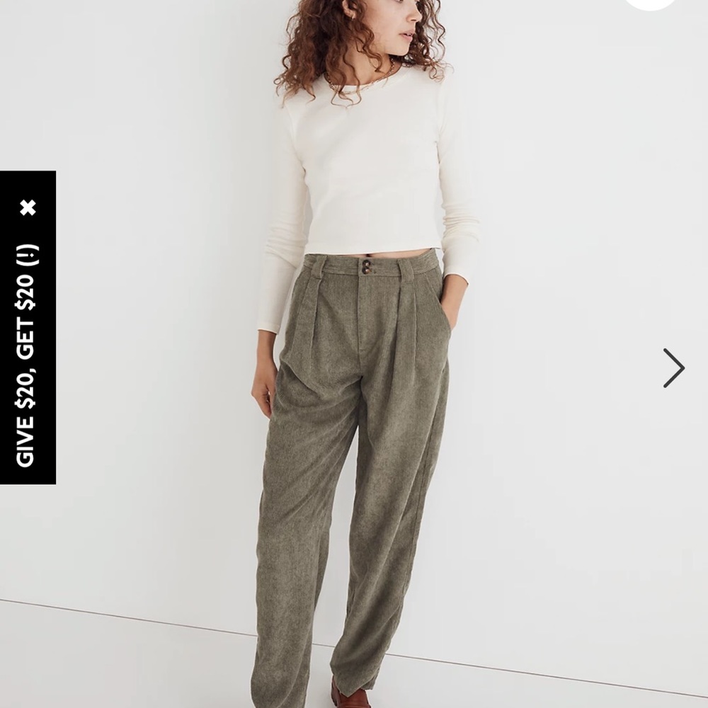 Corduroy High-Rise Tapered Pants MadEwell